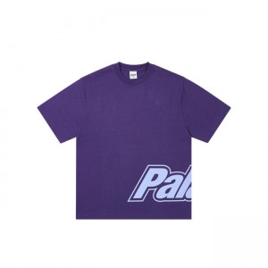 Palace Border Logo Purp T-shirts | JNSA-94076