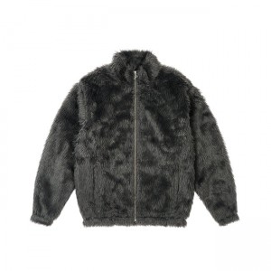 Palace Furry Zip Funnel Coal Jackets | DZLT-15346