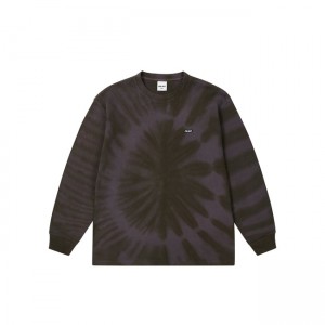 Palace Tie-dye Waffle Longsleeve Coal Tops | FELM-57928